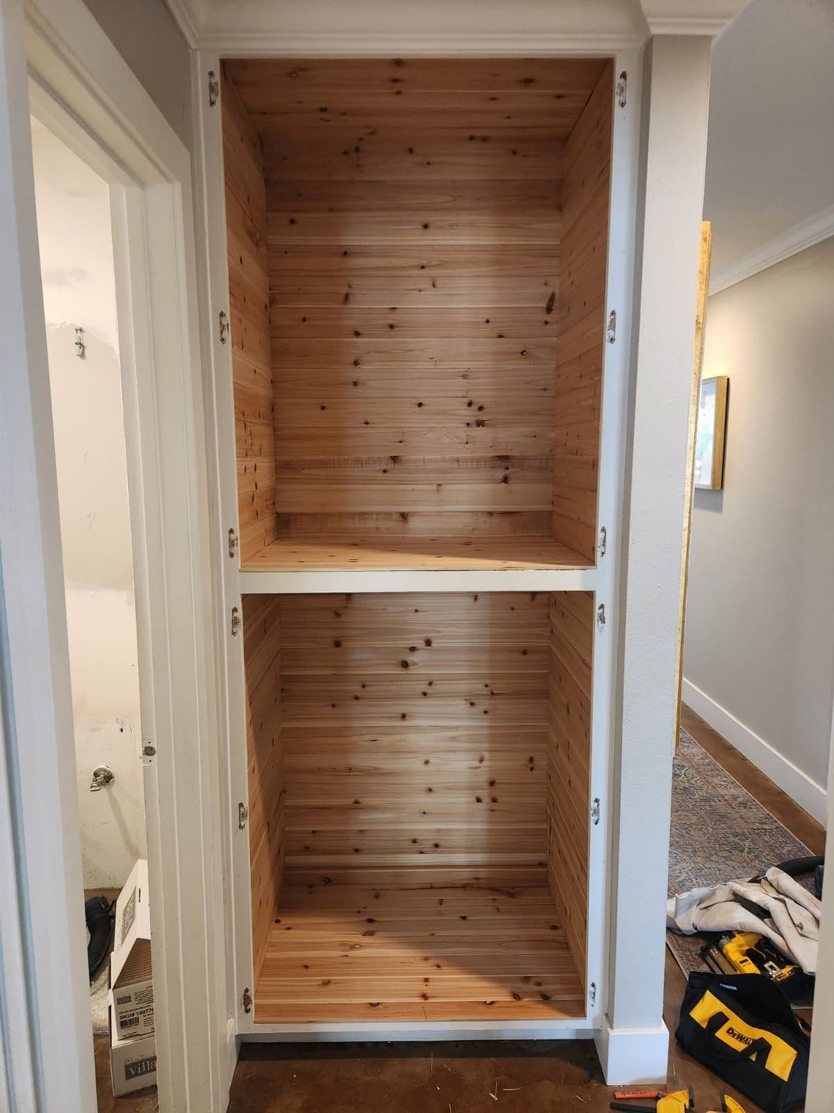 Custom Cedar Cabinet Enhances Storage image